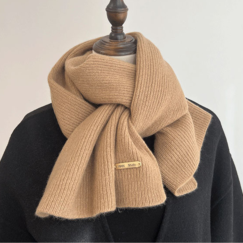 Stylish Knitted Scarf Warm Autumn and Winter Scarf Unisex Multiple Pure Color Warm Neck Knitting Yarn Plain Scarf - Image 6