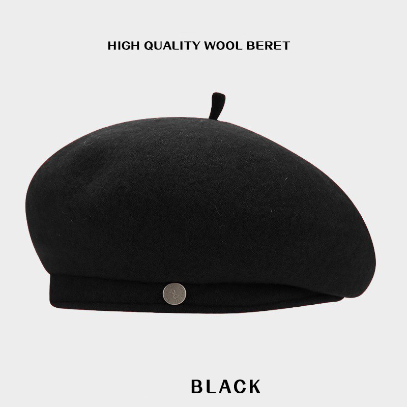 Womens Elegant Wool Beret Hat Fall Winter Warm Solid Plain Wool Berets Cap French Paris Knitting Hat for Women Girls - Image 4
