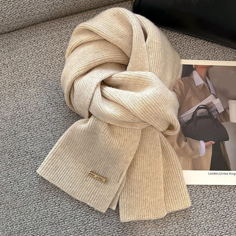 Stylish Knitted Scarf Warm Autumn and Winter Scarf Unisex Multiple Pure Color Warm Neck Knitting Yarn Plain Scarf - Image 7