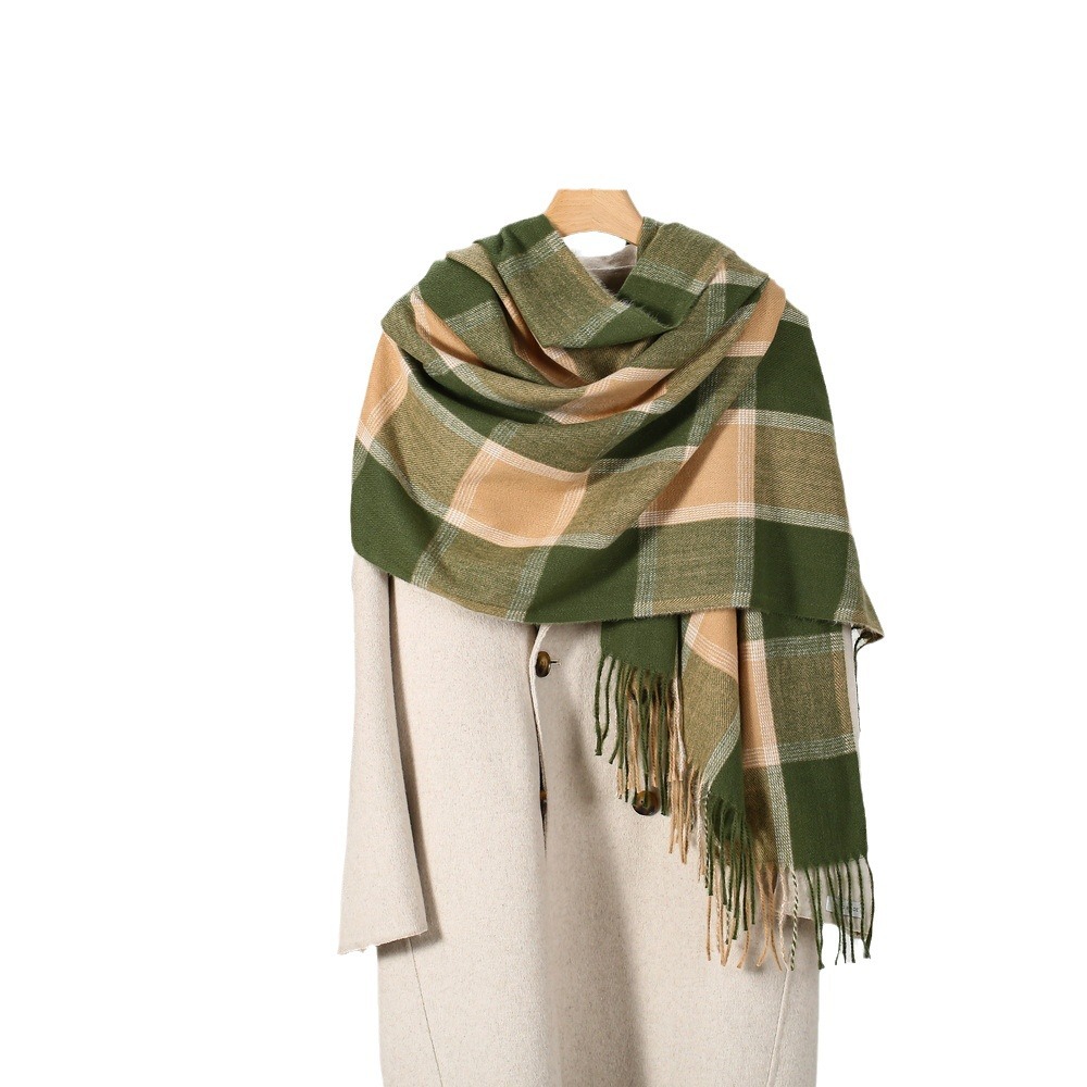 Elegant Super Soft Luxury Cashmere Feel Check Scarf for Men and Women Trendy Fall and Winter Warm Scarf Multicolor Check Classic Scarves - Image 7