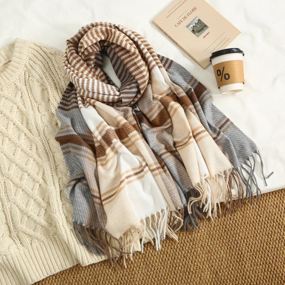 Trendy Fall Winter Scarf Stripes Tassels Soft Warm Blanket Scarves for Women and Men Cashmere Feel Long Shawl Wraps - Image 7