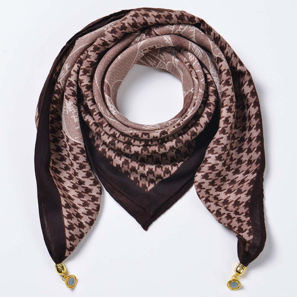 Womens Soft Scarf Necklace Magnetic Buckle Small Neckerchief Fall Winter Warm Square Scarf Neck Wrap Winter Circle Loop Scarf - Image 8