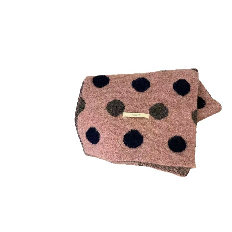 Trendy Womens Fall Winter Scarf Multicolor Warm Yarn Polka Dot Knitted Scarves for Women Girls - Image 8