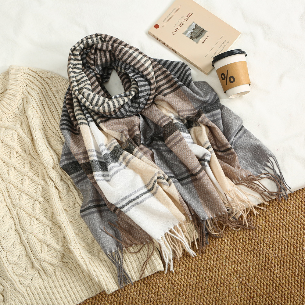 Trendy Fall Winter Scarf Stripes Tassels Soft Warm Blanket Scarves for Women and Men Cashmere Feel Long Shawl Wraps - Image 8