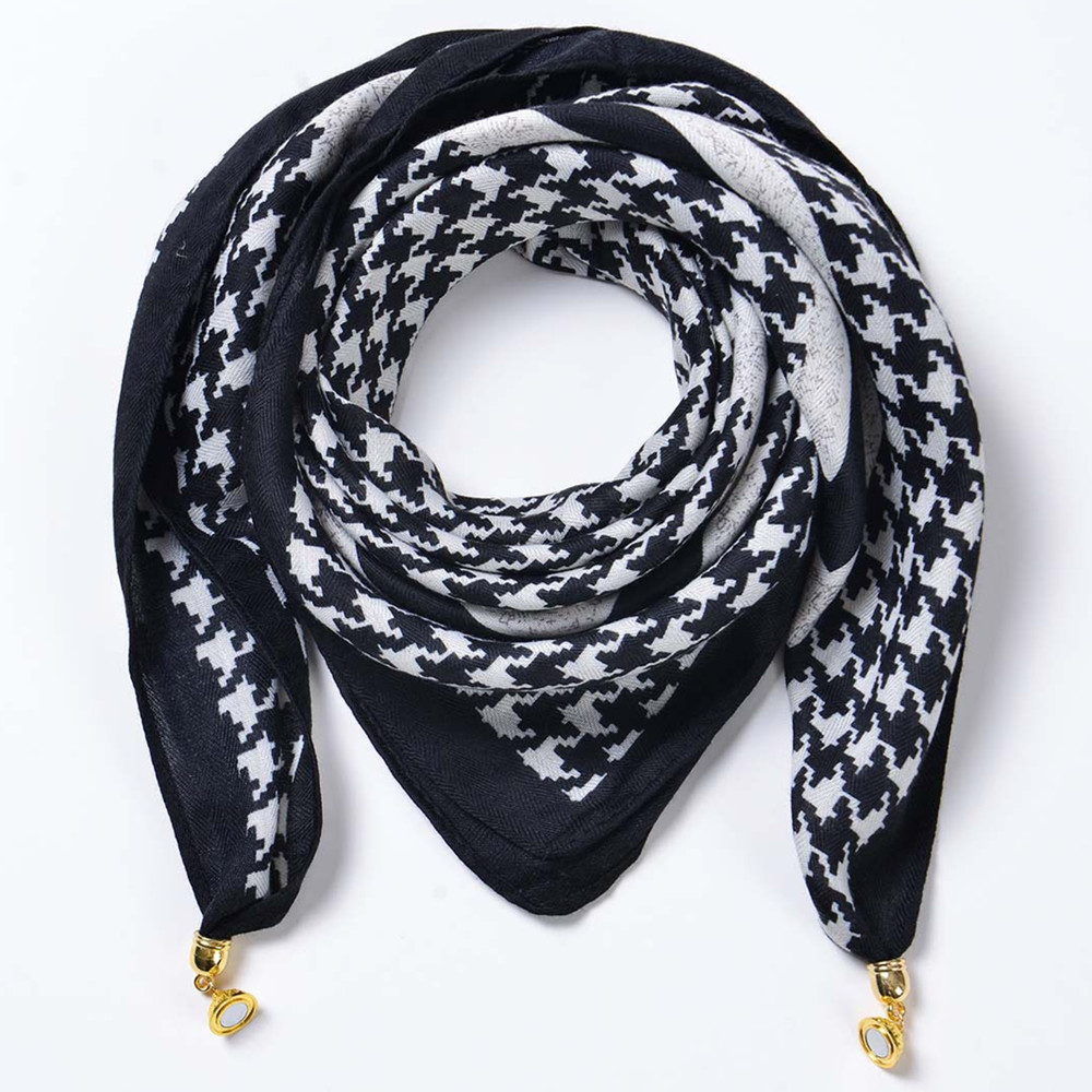 Womens Soft Scarf Necklace Magnetic Buckle Small Neckerchief Fall Winter Warm Square Scarf Neck Wrap Winter Circle Loop Scarf - Image 9