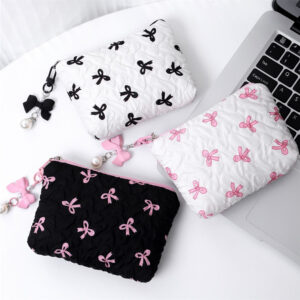 Dainty Bows Printed Makeup Bag Dainty Wallet Storage Bag Cute Small Cosmetic Bag Pouch Coquette Make Up Bag Multiple Shape Travel Toiletry Bag