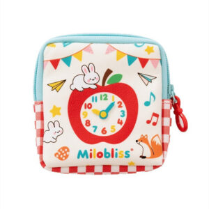 Cute Coin Purse Pouch Red Apple Clock Printed Mini Cosmetic Bag Small Storage Bag with Keyring Tiny Wallet for Women Girls Fun Gifts