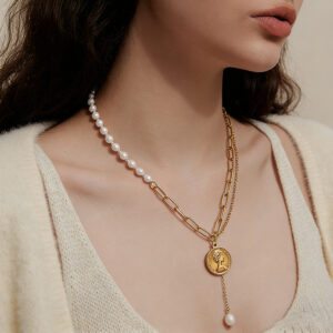 Dainty 18K Gold Plated Stainless Steel Layered Necklaces for Women