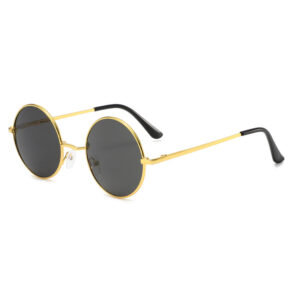Retro Small Round Sunglasses Simple Hippie Circle Lens Sun Glasses Polarize UV400 Protection Sunglasses for Men Women Metal Shades Dark lenses Travel Sunglasses