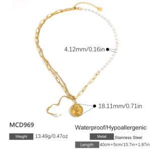 18K Gold Plated Stainless Steel Layered Necklaces for Women
