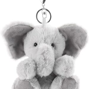 Gray Elephant Stuffed Animal Soft Keychain for Kids Bag