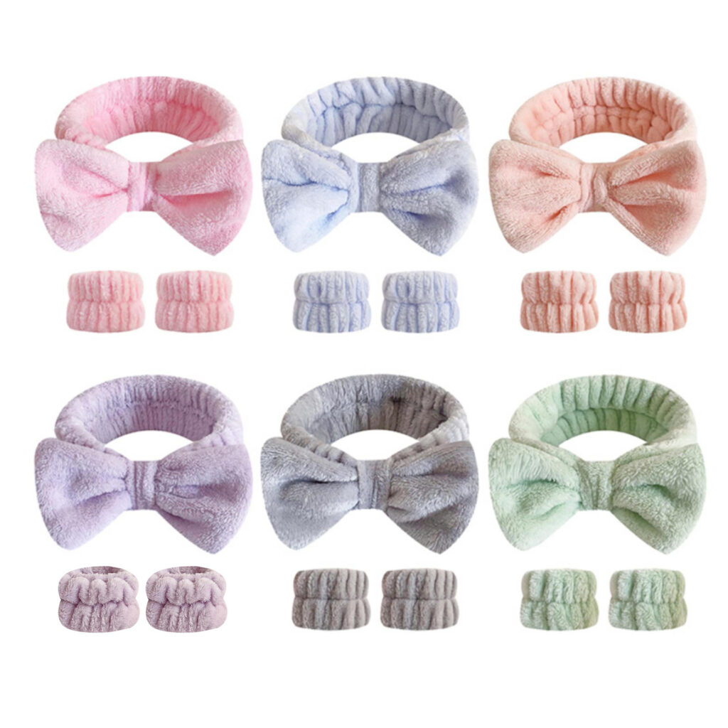 Hair Accessories Girls Washing Face Hairband Spa Skincare Makeup Washband Soft Plush Wristband Headband Set for Women