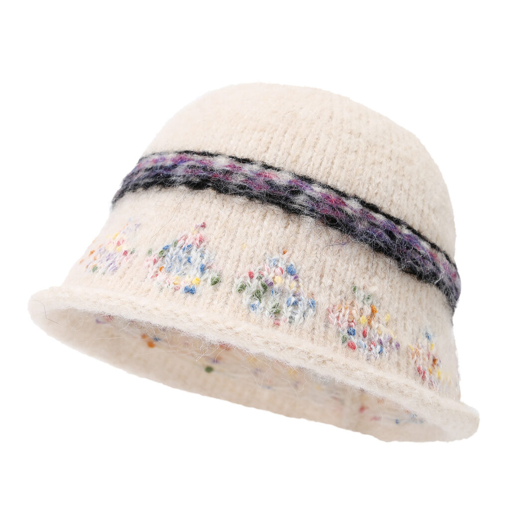 Womens Winter Woolen Warm Bucket Hat Fleece Knit Beanie Brim Roller Fisherman Hat Colored Knitted Soft Warm Beanie for Women Men Trip Sports Outdoor Accessory
