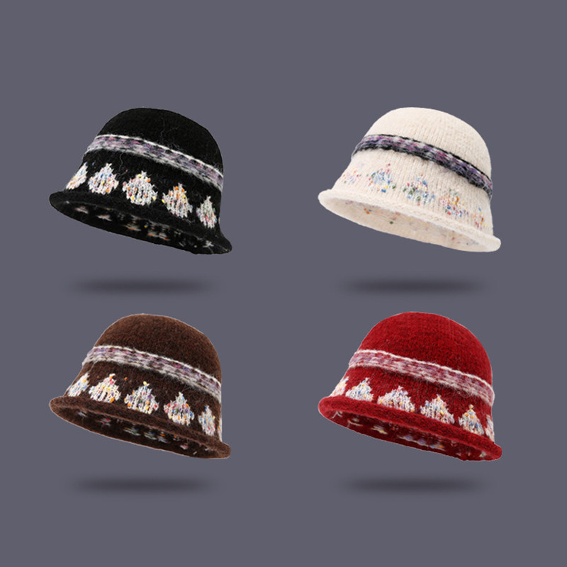Womens Winter Woolen Warm Bucket Hat