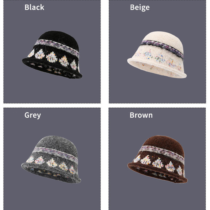 Womens Winter Woolen Warm Bucket Hat