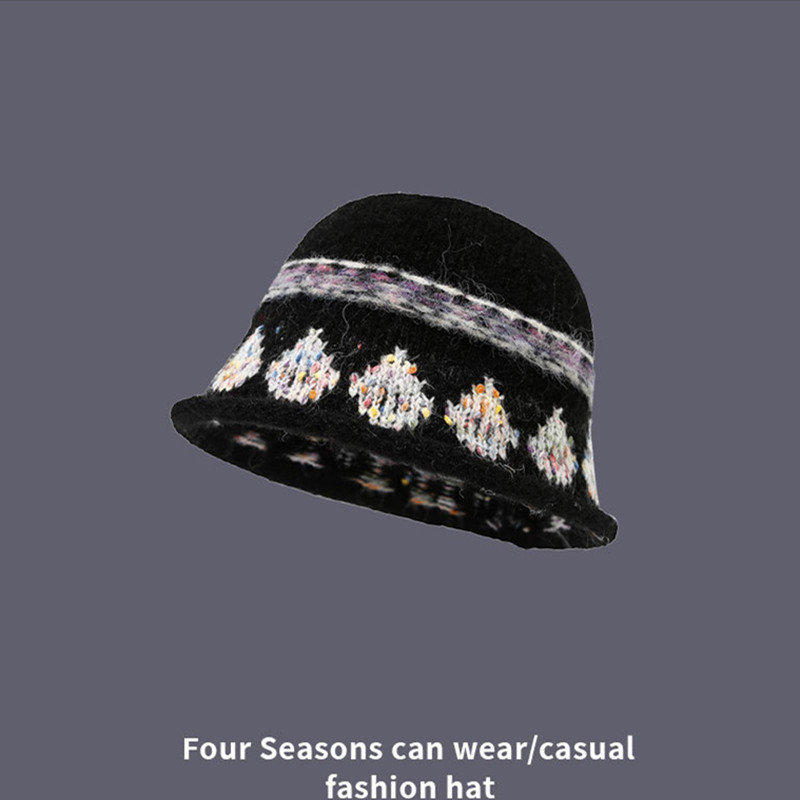 Fleece Knit Beanie Brim Roller Fisherman Hat