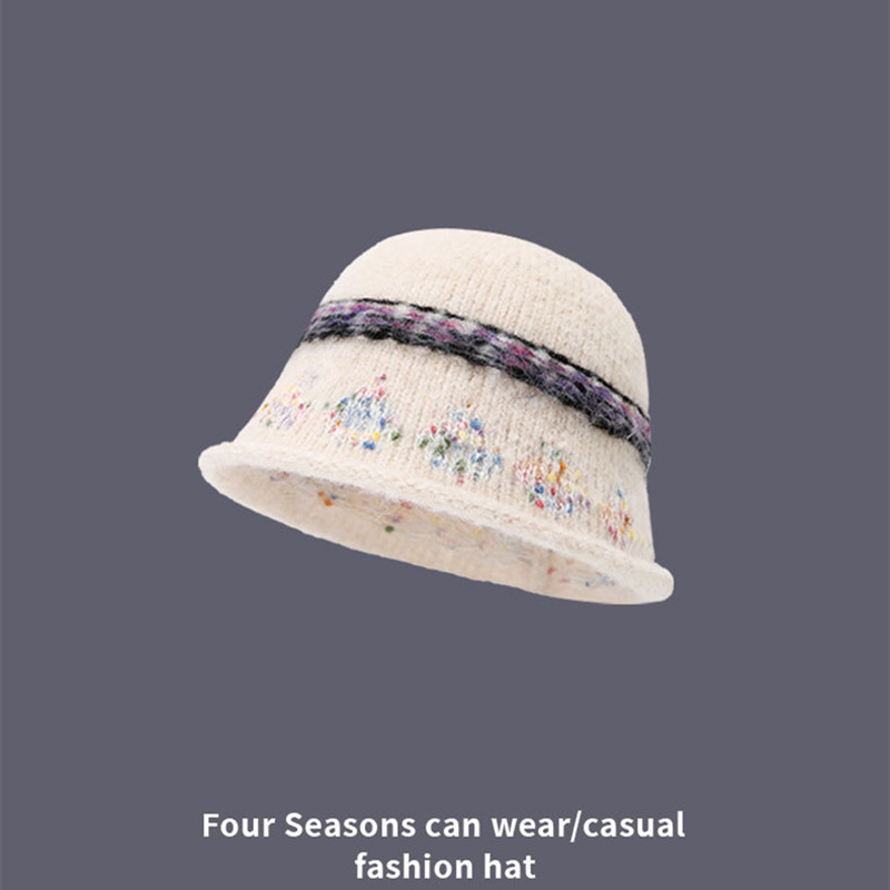 Fleece Knit Beanie Brim Roller Fisherman Hat