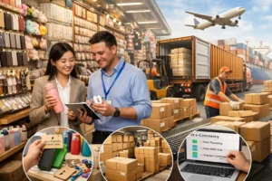 Yiwu sourcing agent helping international client select products with multi supplier sourcing warehouse consolidation and global shipping logistics